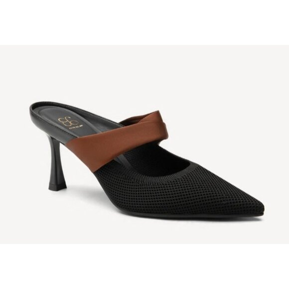 Cosy island Elegant Pointed Toe Heeled Mules Black Size 11 - Picture 1 of 13